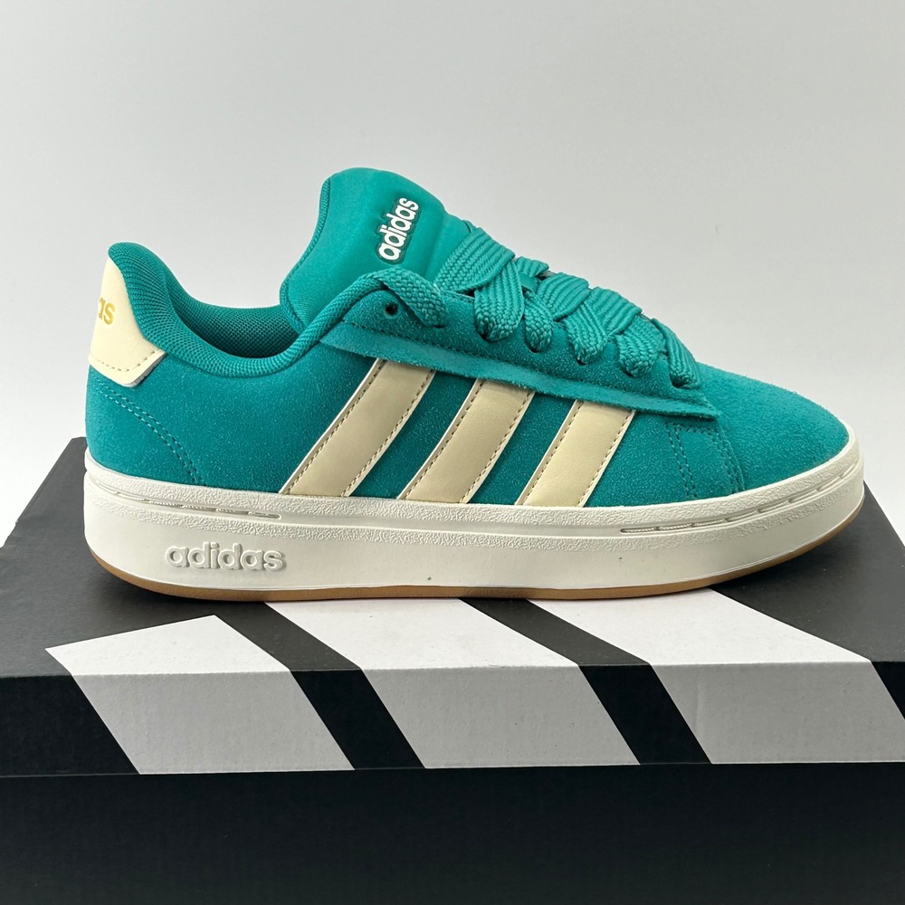 Adidas Grand Court Alpha 00s Women 5 Teal Suede Y2K Chunky Sneaker JQ3004